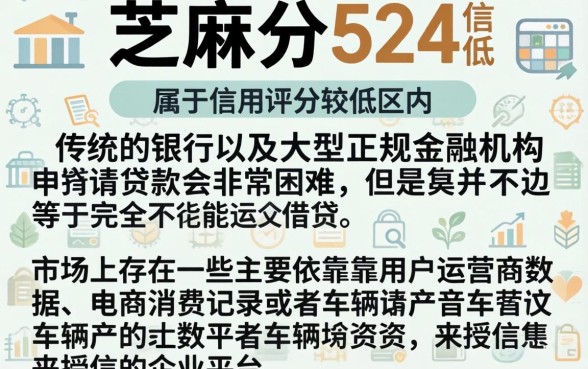 芝麻分524能贷款吗，陈列五个不看征信小额借钱的口子