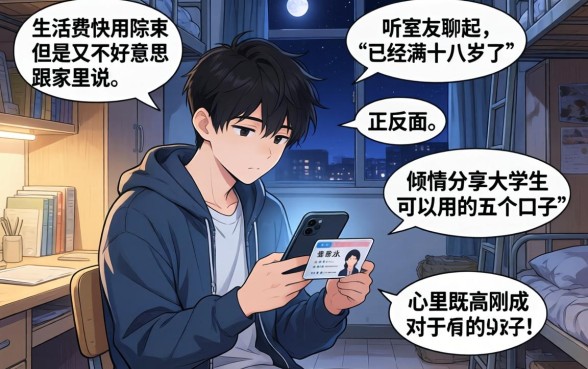 已满十八岁身份证正反面，倾情分享5个大学生可以使用的口子