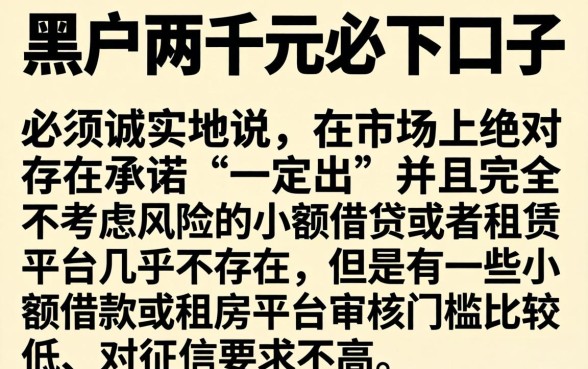 黑户两千元必下口子，汇整5个无视黑白户的下款口子