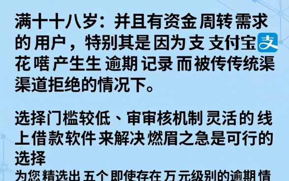 什么软件可以借钱满十八岁，汇整5个支付宝花呗逾期万元快速贷款软件