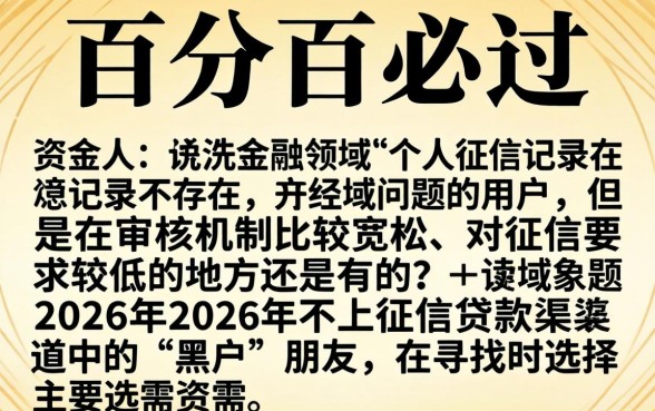 不上征信的贷款平台2026，概括5个网贷黑户必过口子