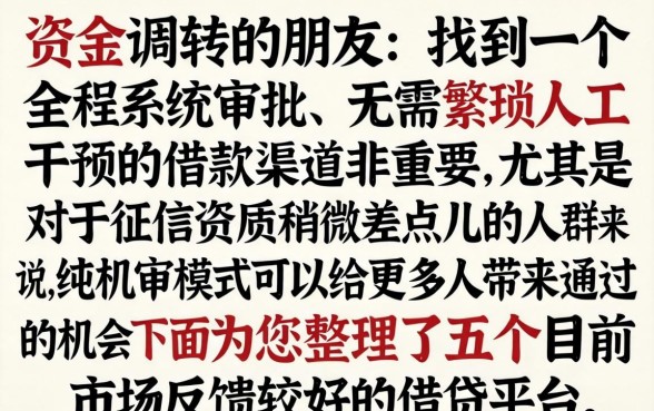 全程机审的借款口子，枚举五个黑户也能借款的app