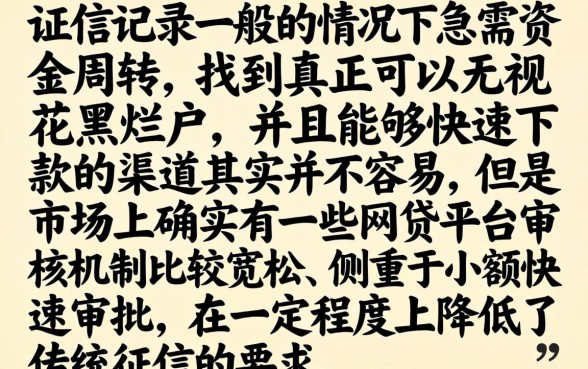 小额快速审核机制，精选五个无视花黑烂户能下款的网贷