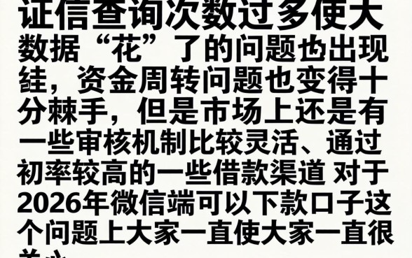 2026好下款的微信口子，遴选5个征信花了能网贷的app