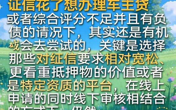 征信花了怎么车主贷，概括5个综合评分不足有负债都能下款软件