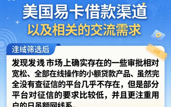 国美易卡借款口子交流，筛选五个小额贷款不查征信的软件