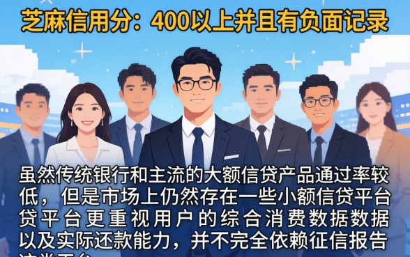 芝麻信用400以上的贷款，整理五个芝麻分负面借款的口子