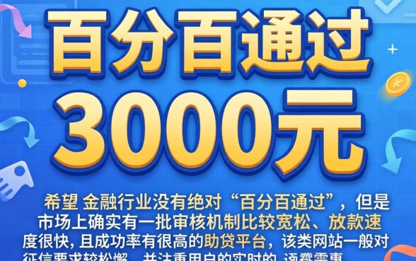 借款3000马上到账的，理出5个能百分百通过的网贷app