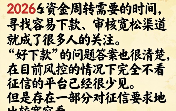 2026啥口子好下款，详尽说明5个对征信宽松的网贷口子
