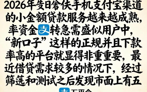 2026借钱新口子大全，揭秘五个手机支付宝小额贷款的软件
