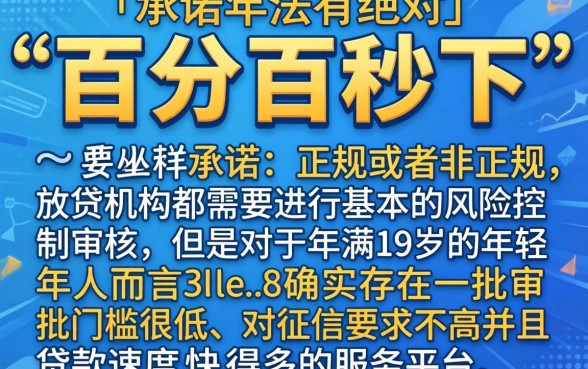有百分百秒下的口子，概括5个19岁贷款容易过审批的平台