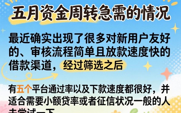 5月最近借款口子，整理5个新号易贷速审秒下款app