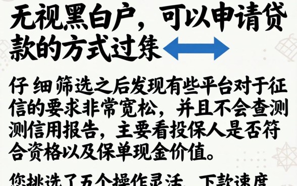 无视黑白保单贷款的口子，遴选五个不上征信报告的贷款平台