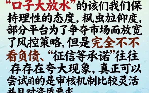 口子大放水2026，诚意推荐五个不看负债和征信的平台