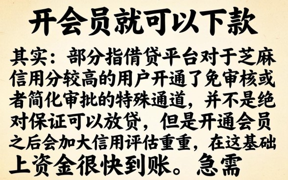 开会员就能下款,条列五个芝麻借款实时到账速借平台