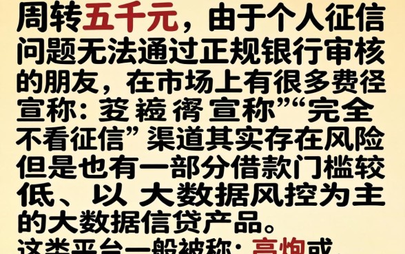 借款5千不看征信,概览五个高炮能下款的平台