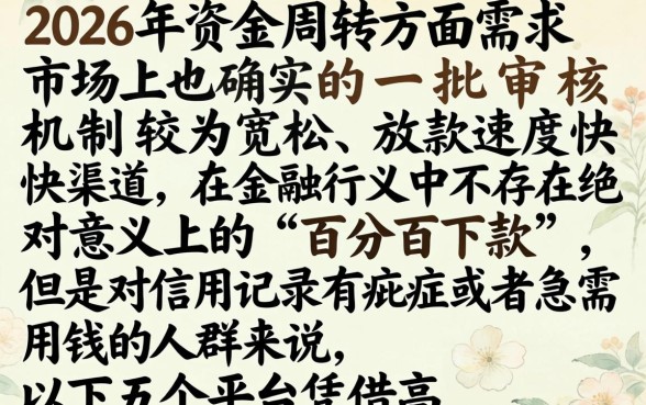 2026年有下款的口子吗，精选5个无视黑户百分百下款口子