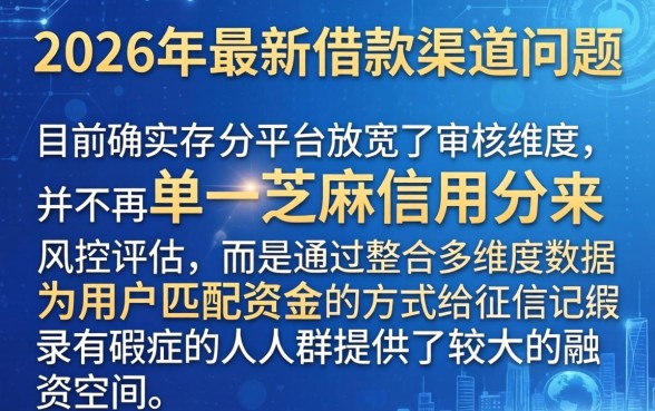 2026新口子不看芝麻分，归集5个黑户成功获取大额贷款的平台