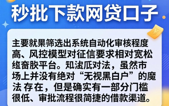 秒批下款的网贷口子有哪些，条列五个无视黑白户秒下款口子平台