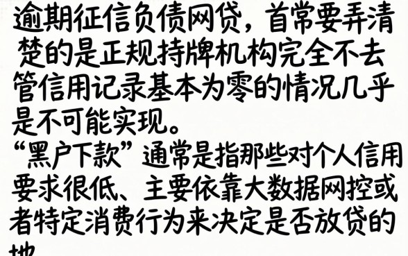 这种不看逾期征信负债的网贷，详细阐述五个黑户能下款的平台