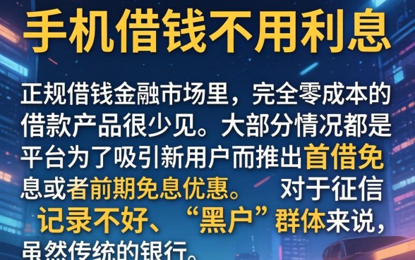 手机借钱不用利息，诚意推荐5个手机小额黑户快速贷款app