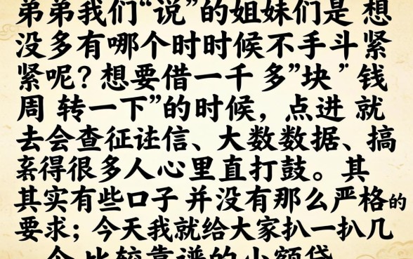 借1000小额贷款，详细阐述五个无视一切是人就下款软件