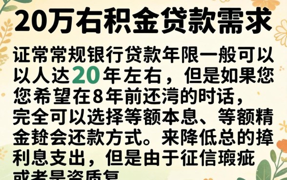 20万公积金贷款8年，概览5个无视一切是人就下款app