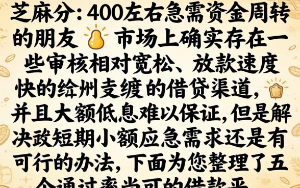 芝麻分400秒下款的口子，汇总五个支付宝快贷轻松借平台