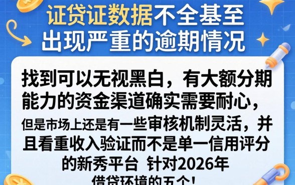 2026无视黑白的大额口子，甄选5个高能分期贷款口子新秀