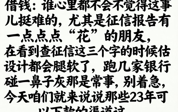 23年能下款的口子，鼎力推荐五个无视风控8000必下口子