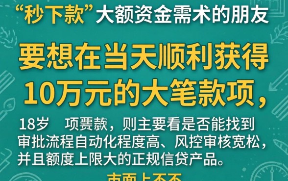 18岁借款10w秒下款口子，整理5个无忧速借当天放款的口子