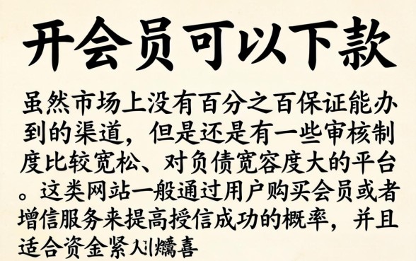 开会员能下款的口子，概览五个无视负债快速下款长期网贷的口子