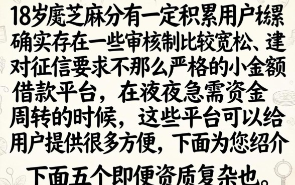 芝麻分借款口子18岁，归集5个无视黑花半夜下款的网贷平台
