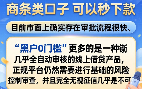 商城白条类口子有没有秒下的，条列五个黑户借钱0门槛极速下款app