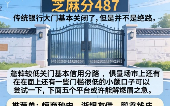 芝麻分487借款，胪列5个黑户借款口子