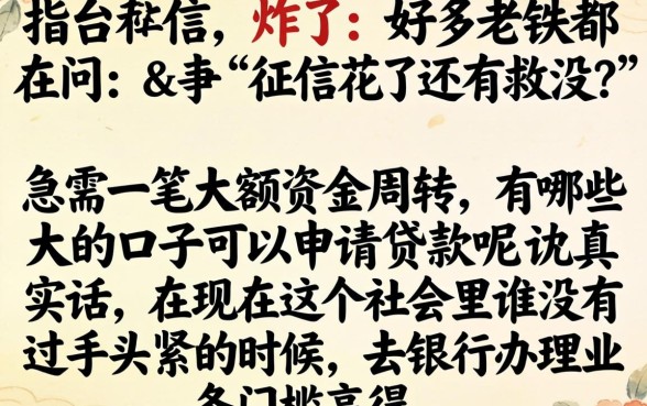 哪些大额的口子能下款，诚意推荐5个黑户借款口子