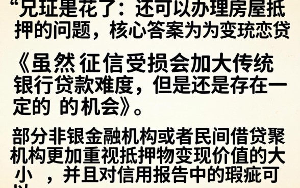 征信黑花了还能房屋抵押吗,枚举五个征信花了能网贷的软件