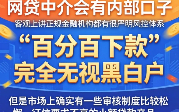 网贷中介有内部口子吗，枚举5个无视黑白户下款的口子