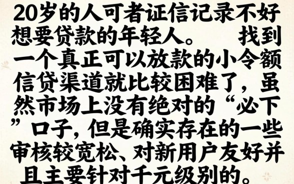 20岁能下款的口子知乎，详细阐述五个1000元黑户必下小贷