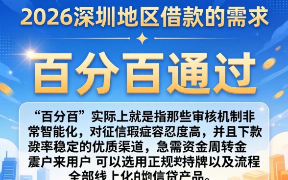 2026年深圳借款口子，遴选五个能百分百通过的网贷口子
