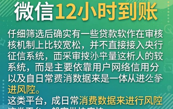 微信12小时到账,筛选五个不上征信报告的贷款软件
