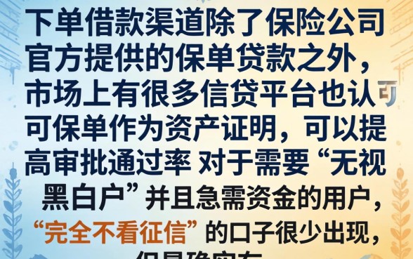 保单借款有什么口子啊，归集5个无视黑白户秒下款口子app