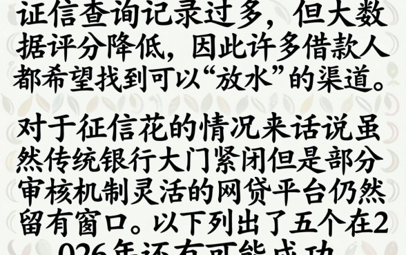 2026年那些网贷成功下款，归纳5个征信花了可以借钱的网贷平台