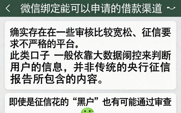微信绑定就能下款的口子，理出五个黑户也能借款的平台