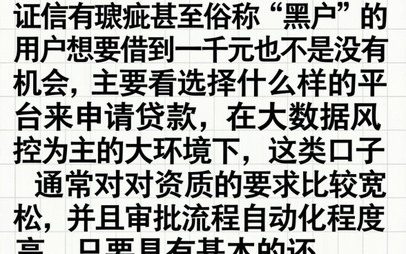 黑户怎么能借一千，倾情分享5个征信花居然都下款的app
