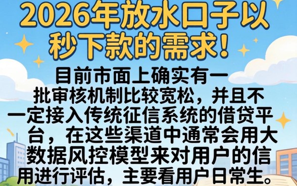 2026放水口子秒下款，归集5个不上征信的贷款软件