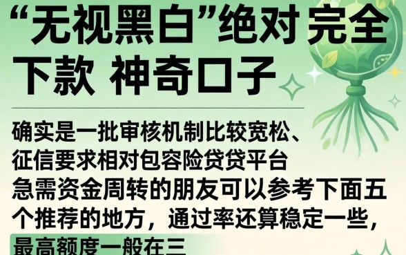 人人可拿3万无视黑白口子,热忱推荐5个无视网黑征信黑5000贷款口子