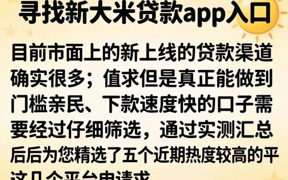 新大米贷款app入口，汇总五个新上线贷款平台门槛低口子