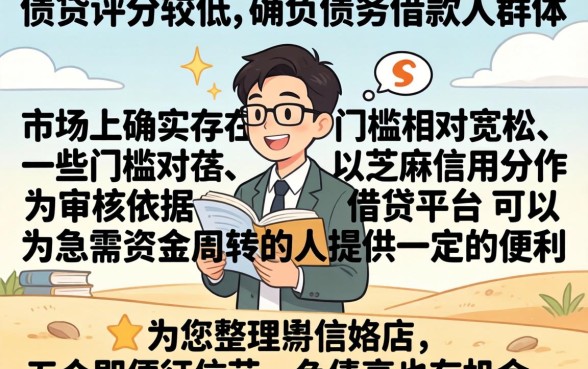 有芝麻信用就能下的口子，归集5个综合评分不足有负债都能下款口子