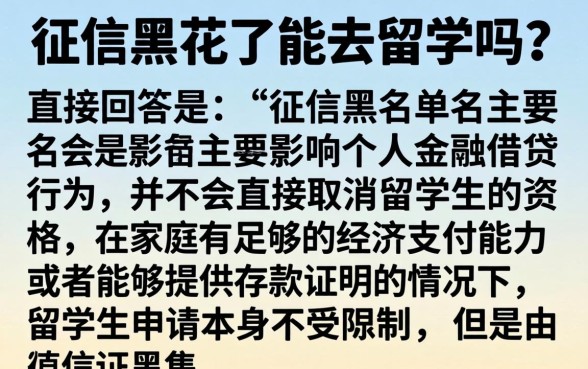 征信黑花了可以留学吗，诚意推荐五个无视一切是人就下款口子